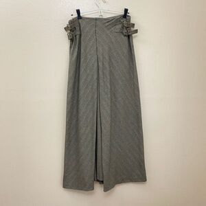 Les Copains Italy 48 V Large Maxi Herringbone Pinstripe Diagonal Skirt w Buckles